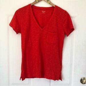 Madewell basic v neck tee in bright red